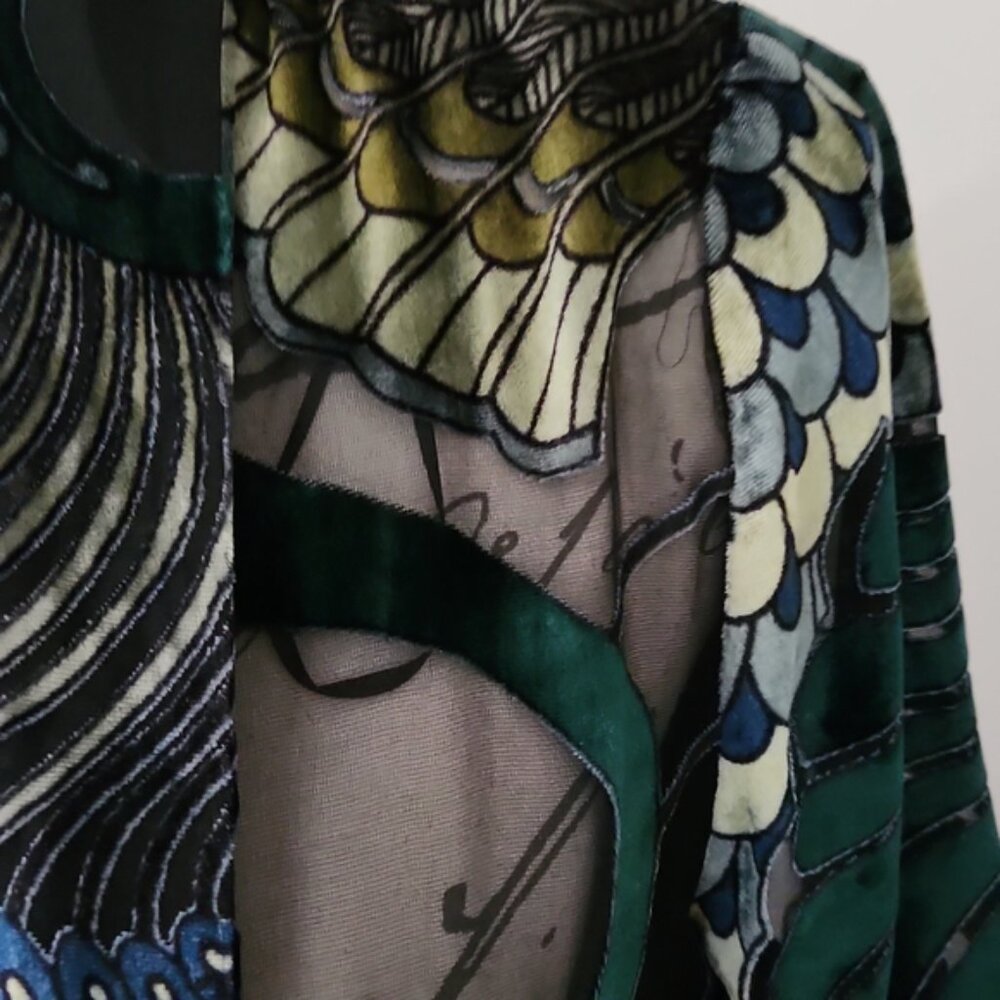 LAST CHANCE CHICO'S TRAVELER'S COLLECTION VELVET BURNOUT KIMONO JACKET DUSTER 0P - Picture 5 of 8